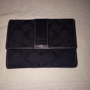 Ladies Black Monogram and Leather Coach Wallet